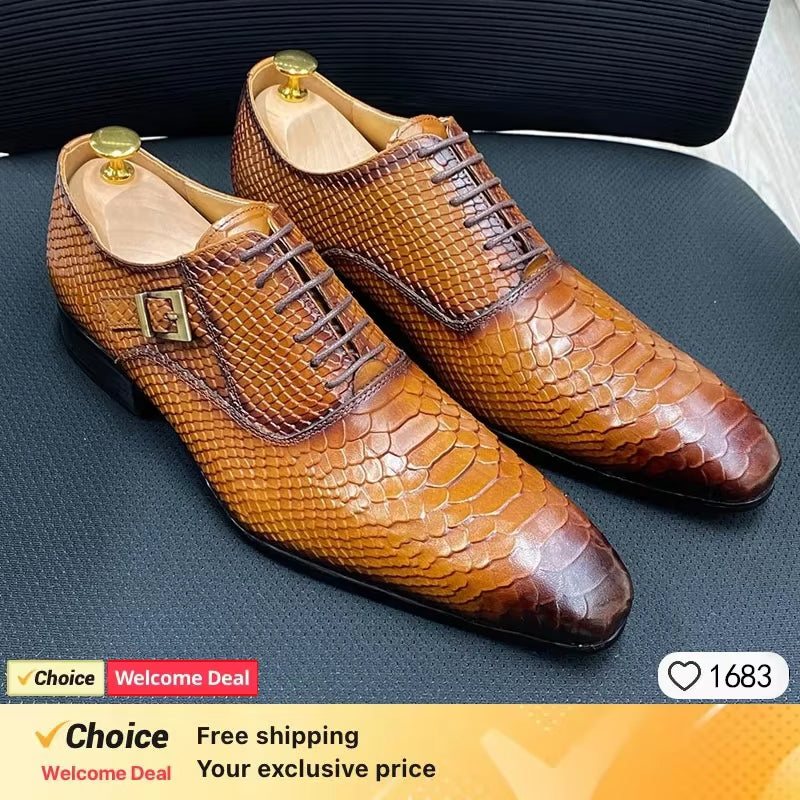 LUXURY BRAND MEN'S LEATHER SHOES LACE up POINTED DERBY OXFORD PRINT CASUAL MENS DRESS WEDDING PARTY SHOES MEN