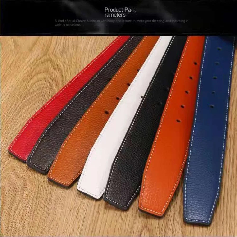 3.7Cm Luxury Replace Strap Durable Trouser Jeans Belt Decor Waistband No Buckle Belt Leather Belt Strap Genuine Leather