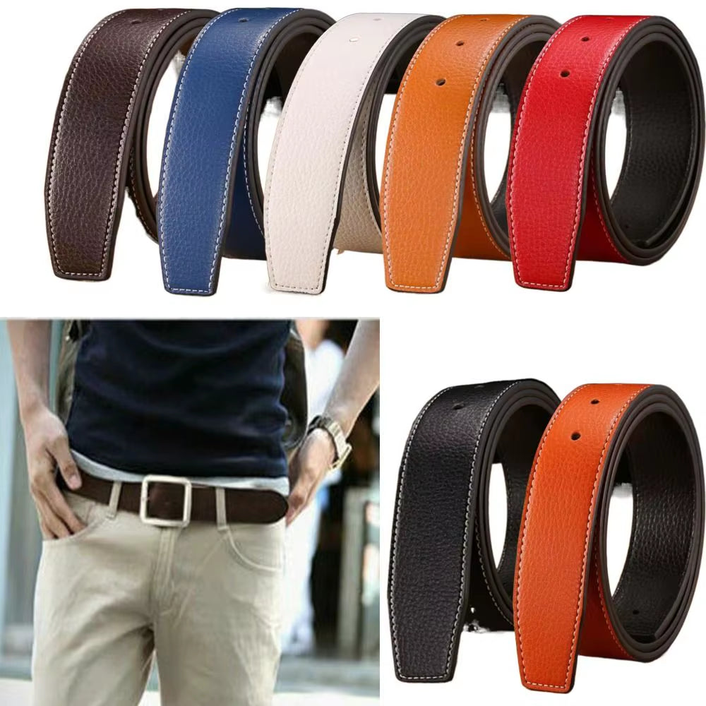 3.7Cm Luxury Replace Strap Durable Trouser Jeans Belt Decor Waistband No Buckle Belt Leather Belt Strap Genuine Leather