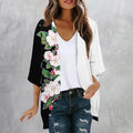 Dyegold Women'S Beach Kimono Coverup Sheer Chiffon Cover Ups Casual Loose 3/4 Sleeve Floral Open Front Boho Cardigan Tops