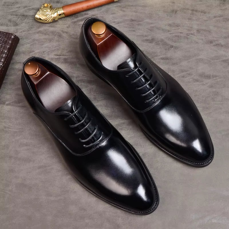 Mens Formal Shoes Genuine Leather Oxford Shoes for Men Italian 2020 Dress Shoes Wedding Laces Leather Business Shoes 869