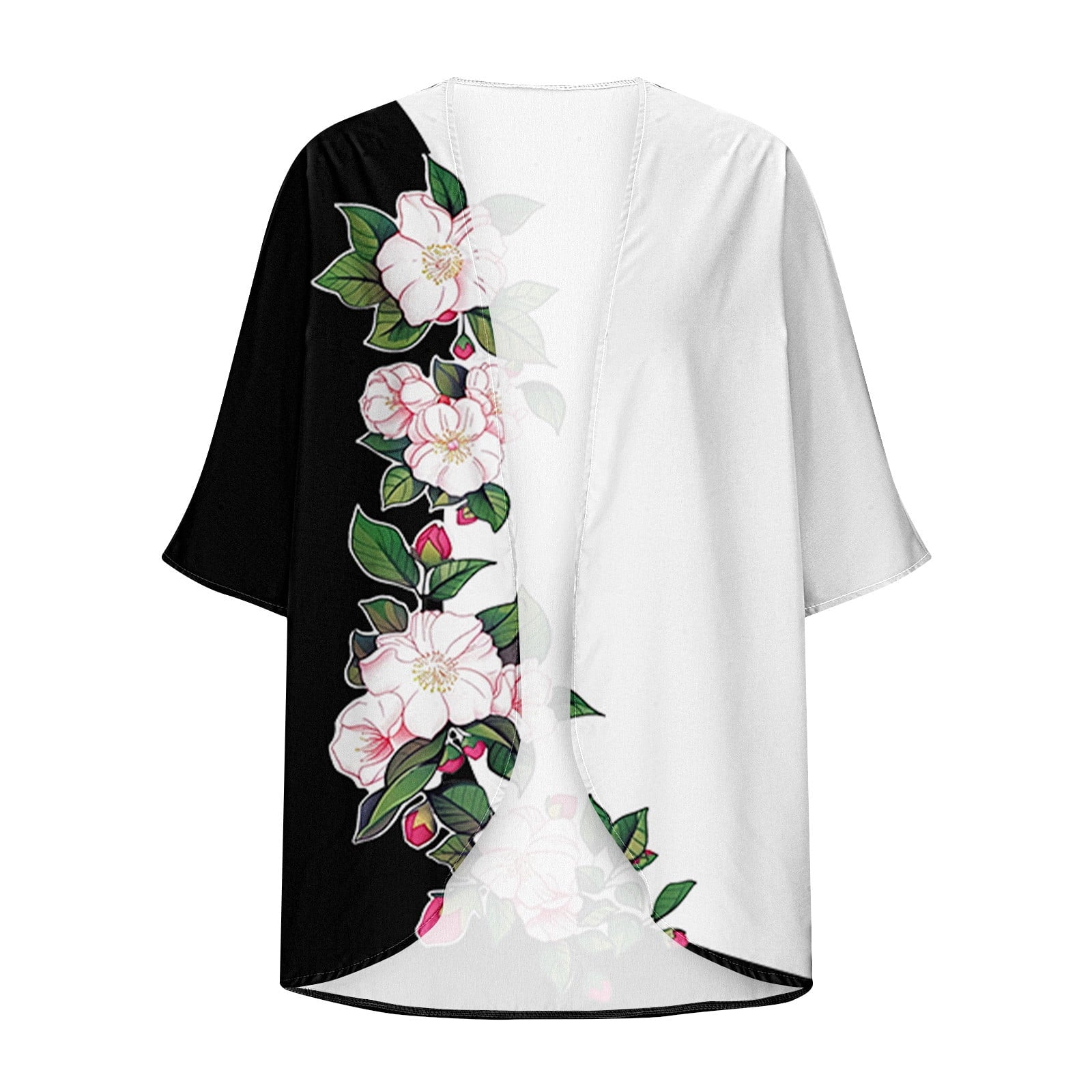 Dyegold Women'S Beach Kimono Coverup Sheer Chiffon Cover Ups Casual Loose 3/4 Sleeve Floral Open Front Boho Cardigan Tops