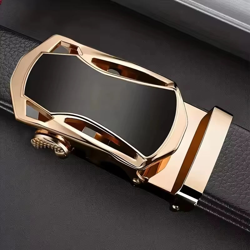 Men'S Famous Brand Belt High Quality Leather Luxury Belt Metal Automatic Buckle Belt Business Leisure Trend Belt，For Ideal Gifts