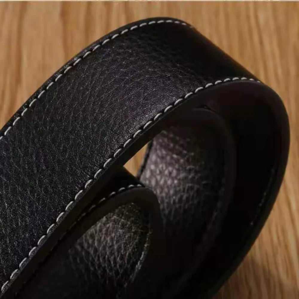 3.7Cm Luxury Replace Strap Durable Trouser Jeans Belt Decor Waistband No Buckle Belt Leather Belt Strap Genuine Leather