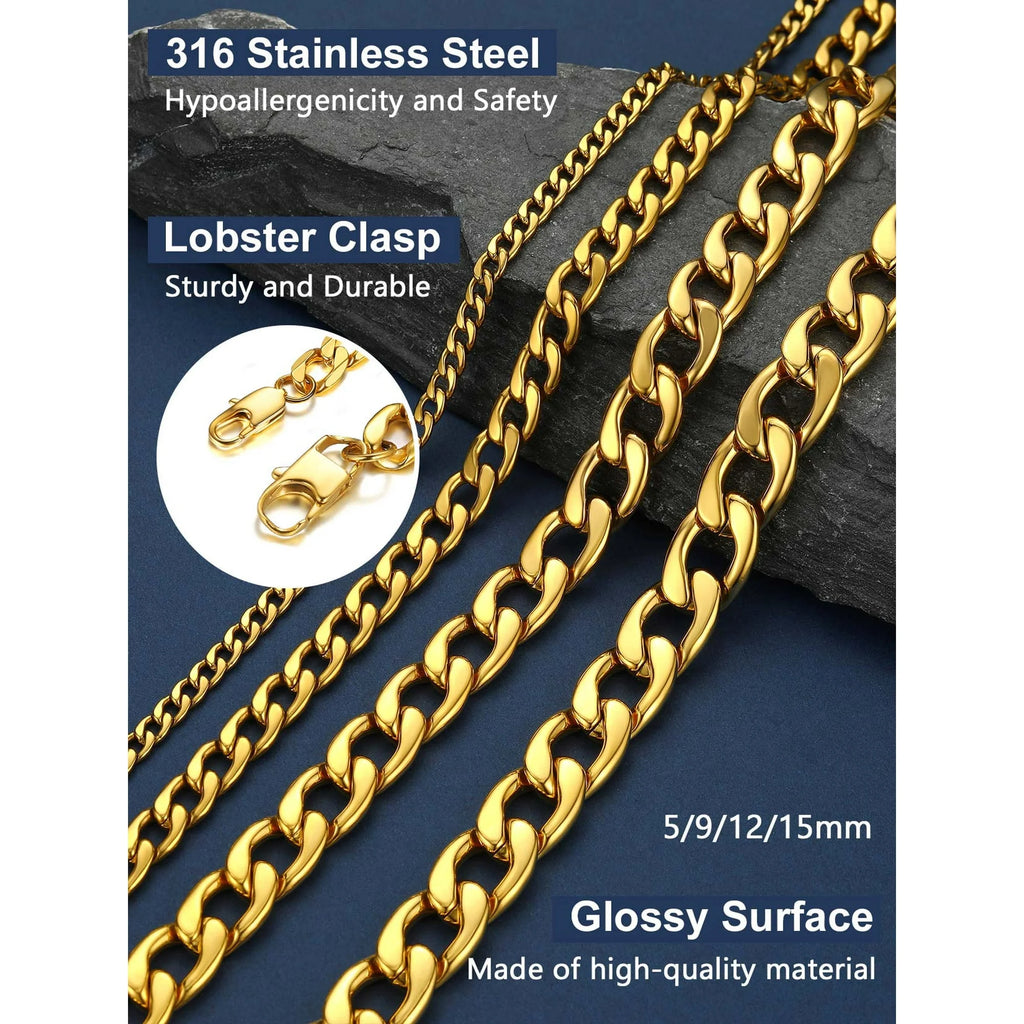 Mens Cuban Link Chain Necklace 5Mm 26Inch Finding Chain for Pendant Dad Gold Plated Chain