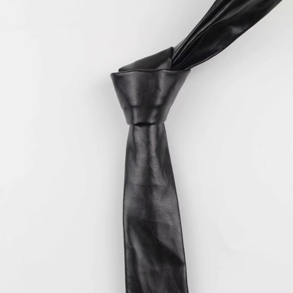 Fashion Pu Leather Men Patchwork Tie Female Necktie Red Gold Silver Adult Cravate Homme Wedding Party Ties for Men