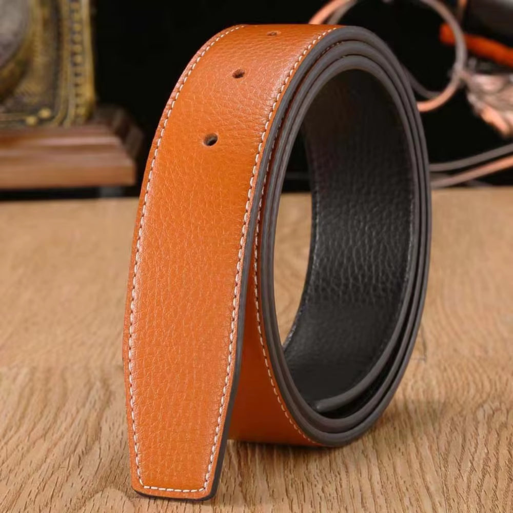 3.7Cm Luxury Replace Strap Durable Trouser Jeans Belt Decor Waistband No Buckle Belt Leather Belt Strap Genuine Leather