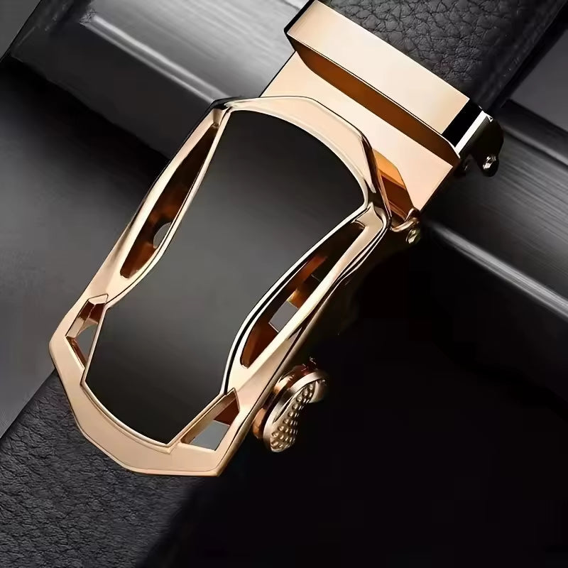 Men'S Famous Brand Belt High Quality Leather Luxury Belt Metal Automatic Buckle Belt Business Leisure Trend Belt，For Ideal Gifts