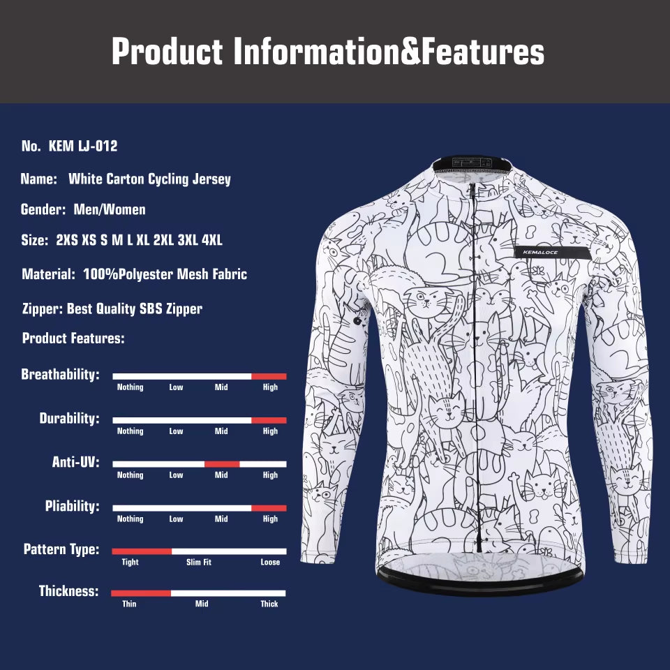 Cycling Jersey Long Sleeves Men&Women White MTB Jersey 2023 Bicycle Shirt Team Bike Wear Summer Premium Cycle Clothes