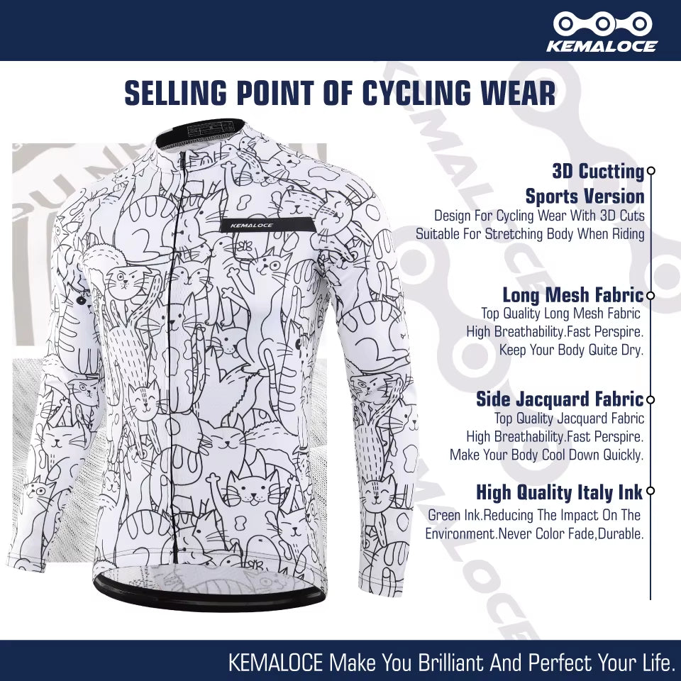 Cycling Jersey Long Sleeves Men&Women White MTB Jersey 2023 Bicycle Shirt Team Bike Wear Summer Premium Cycle Clothes