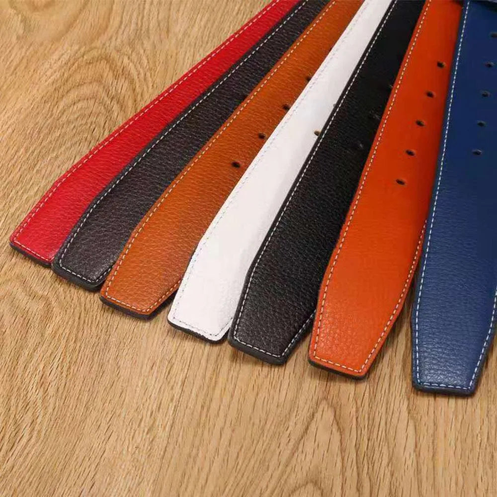 3.7Cm Luxury Replace Strap Durable Trouser Jeans Belt Decor Waistband No Buckle Belt Leather Belt Strap Genuine Leather
