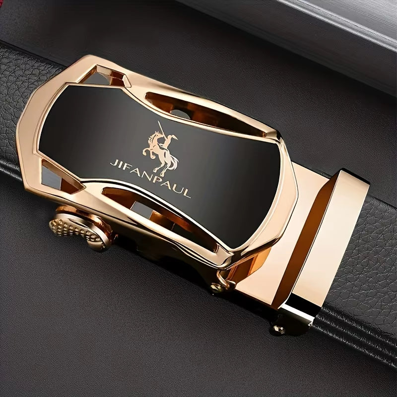 JIFANAUL Men'S Famous Brand Belt High Quality Leather Luxury Belt Metal Automatic Buckle Belt Business Leisure Fashion Belt