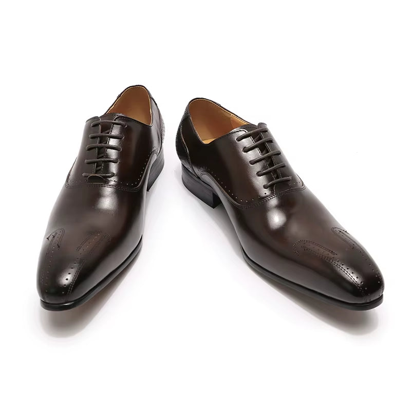 Winter Luxury Men Genuine Leather Shoes Lace up Wedding Office Business Pointed Toe Formal Men'S Dress Oxford Shoes for Men