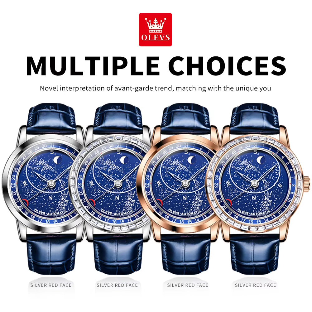 9923 Mens Watch Automatic Mechanical Watch Multifunctional Week Date Luxury Belt Watch for Men 30M Waterproof Luminous Box