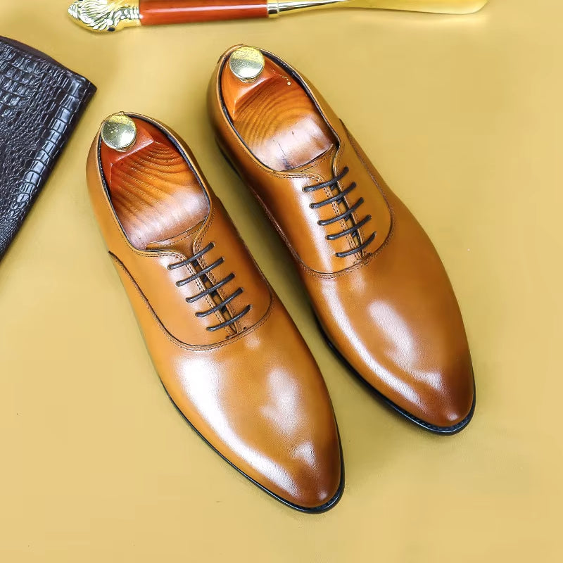 Mens Formal Shoes Genuine Leather Oxford Shoes for Men Italian 2020 Dress Shoes Wedding Laces Leather Business Shoes 869