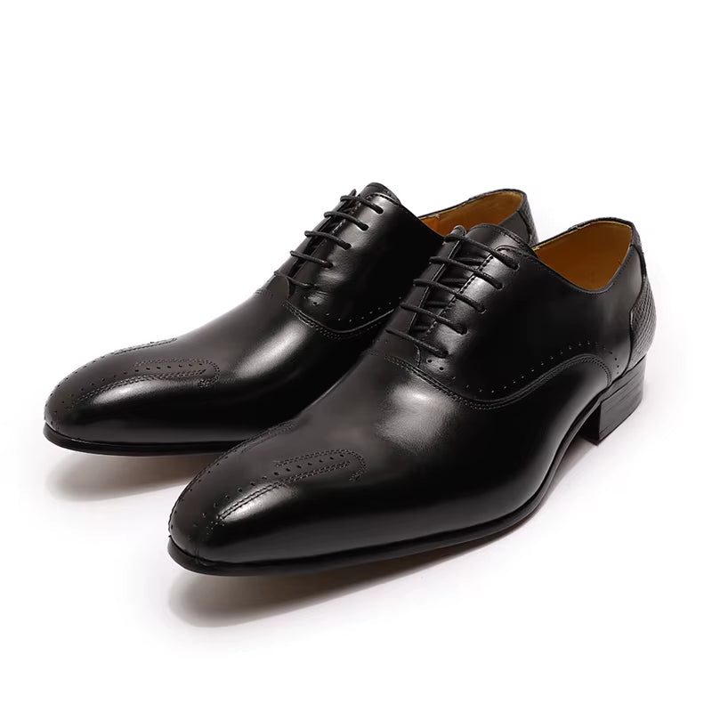Winter Luxury Men Genuine Leather Shoes Lace up Wedding Office Business Pointed Toe Formal Men'S Dress Oxford Shoes for Men