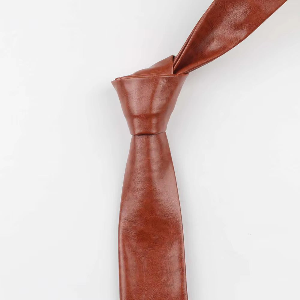 Fashion Pu Leather Men Patchwork Tie Female Necktie Red Gold Silver Adult Cravate Homme Wedding Party Ties for Men