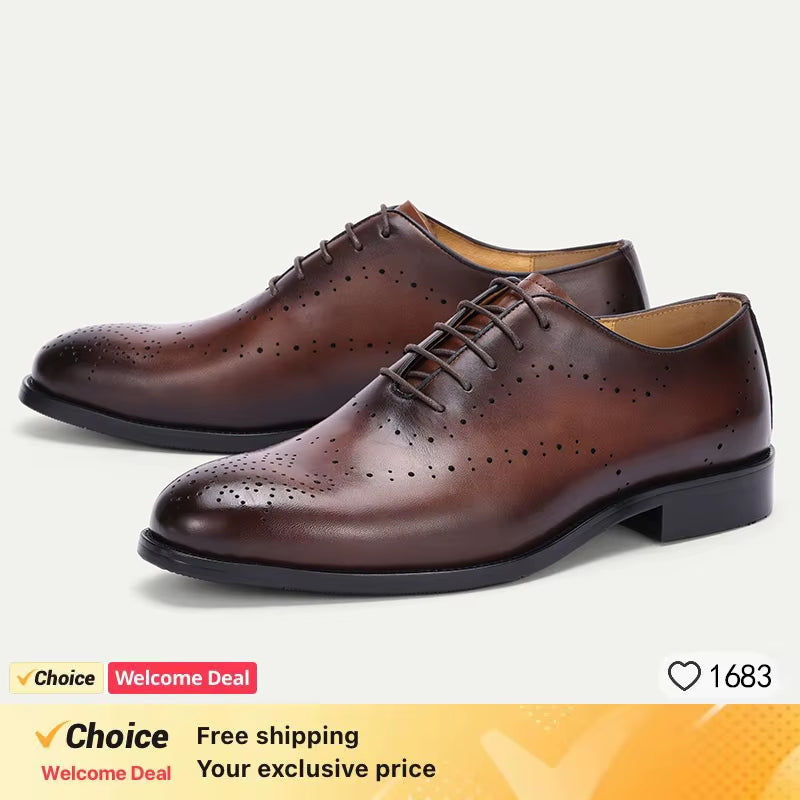LUXURY BRAND MEN'S LEATHER SHOES LACE up POINTED DERBY OXFORD PRINT CASUAL MENS DRESS WEDDING PARTY SHOES MEN