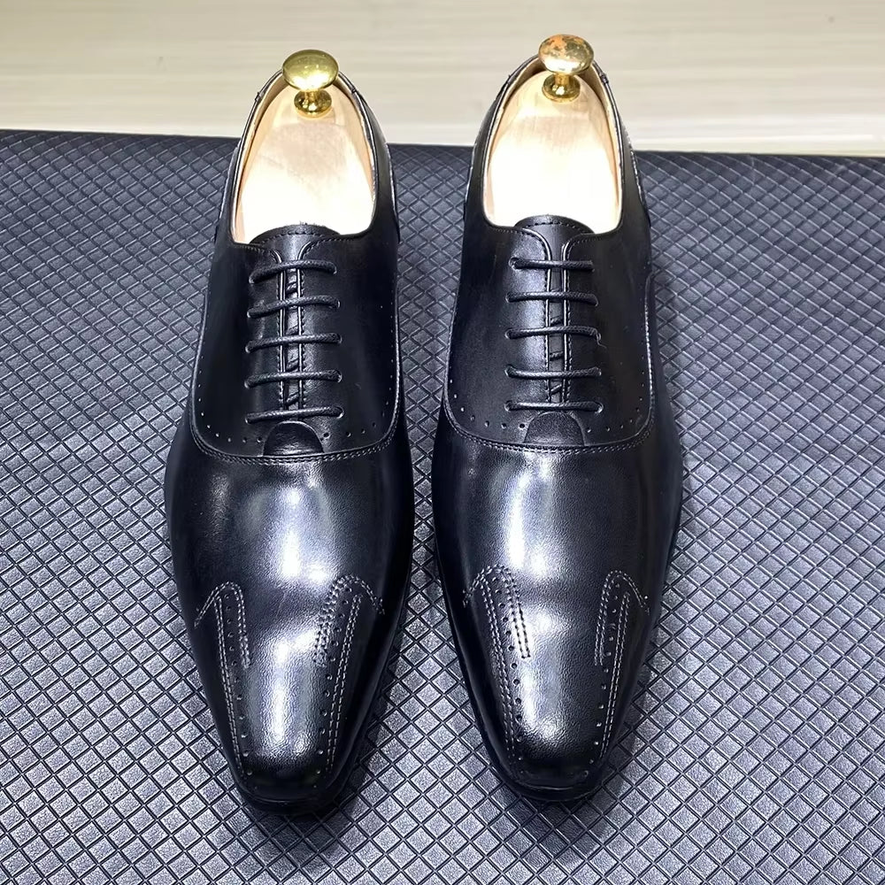 Winter Luxury Men Genuine Leather Shoes Lace up Wedding Office Business Pointed Toe Formal Men'S Dress Oxford Shoes for Men