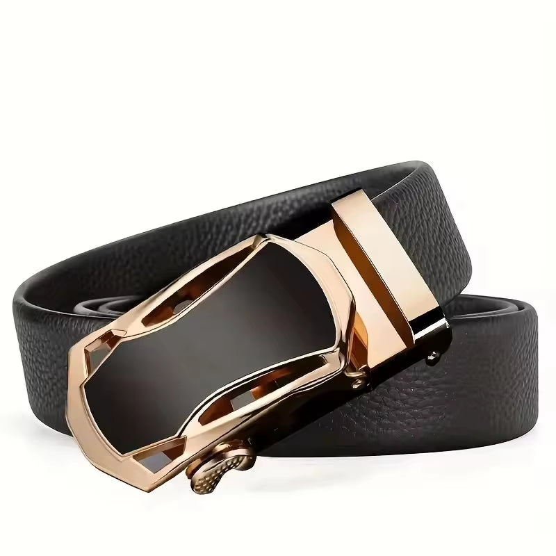 Men'S Famous Brand Belt High Quality Leather Luxury Belt Metal Automatic Buckle Belt Business Leisure Trend Belt，For Ideal Gifts
