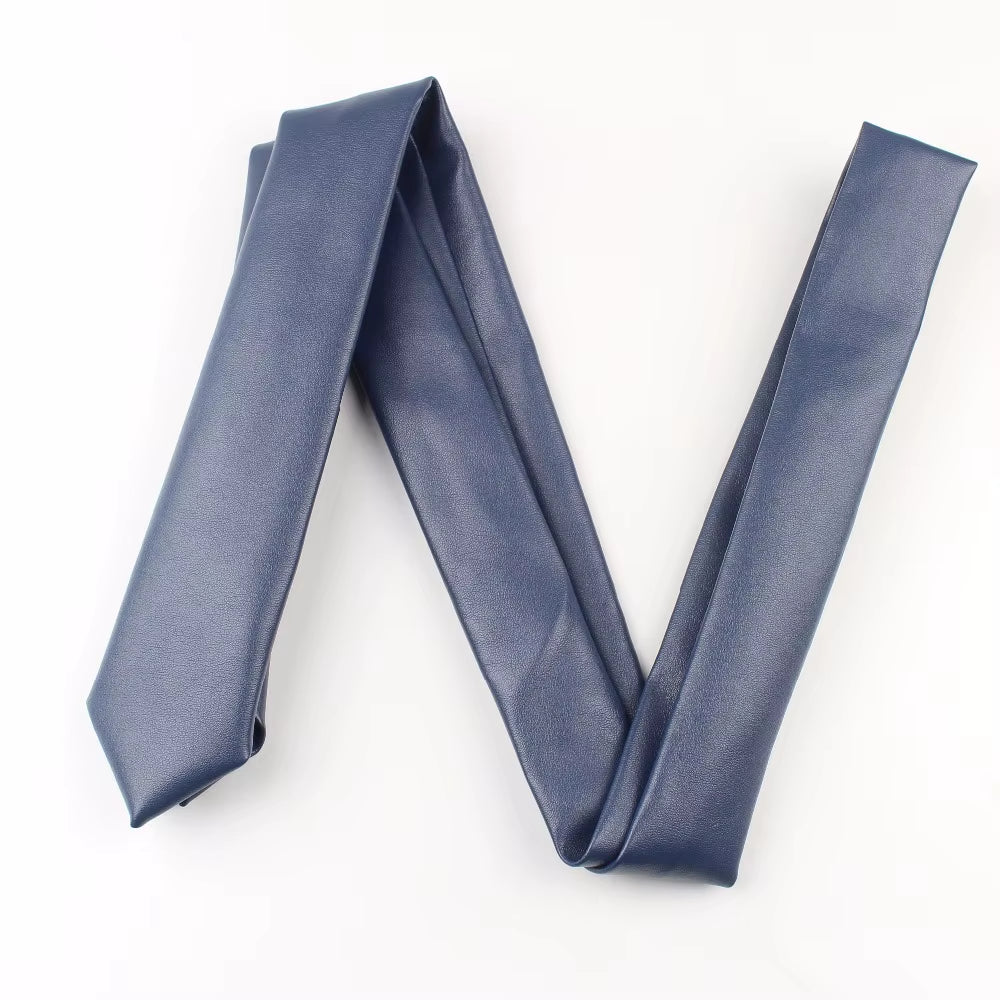 Fashion Pu Leather Men Patchwork Tie Female Necktie Red Gold Silver Adult Cravate Homme Wedding Party Ties for Men